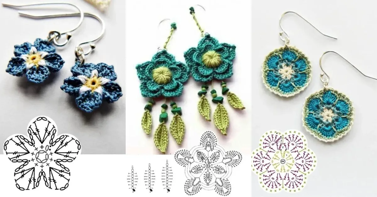 Crochet Flower Earrings Pattern with Thread and Jump Rings — photo 2