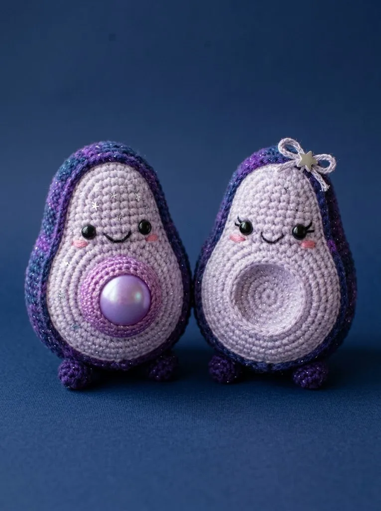 Cosmic galaxy avocado amigurumi pattern with sparkle yarn — photo 3