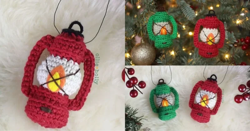 Crochet camping lantern ornament pattern with handle — photo 3