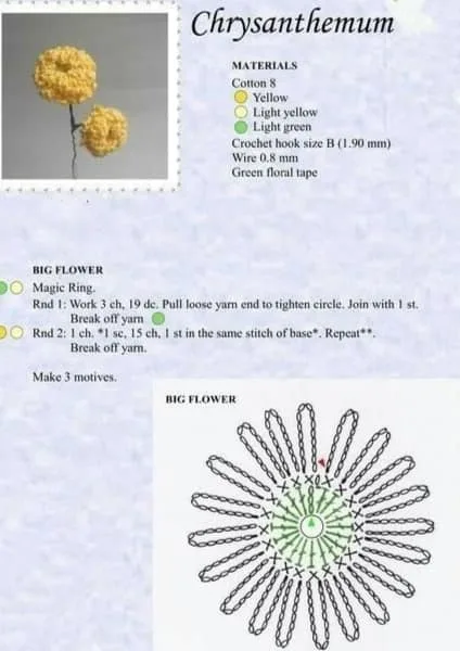 Crochet chrysanthemum flowers with simple layered petals — photo 4