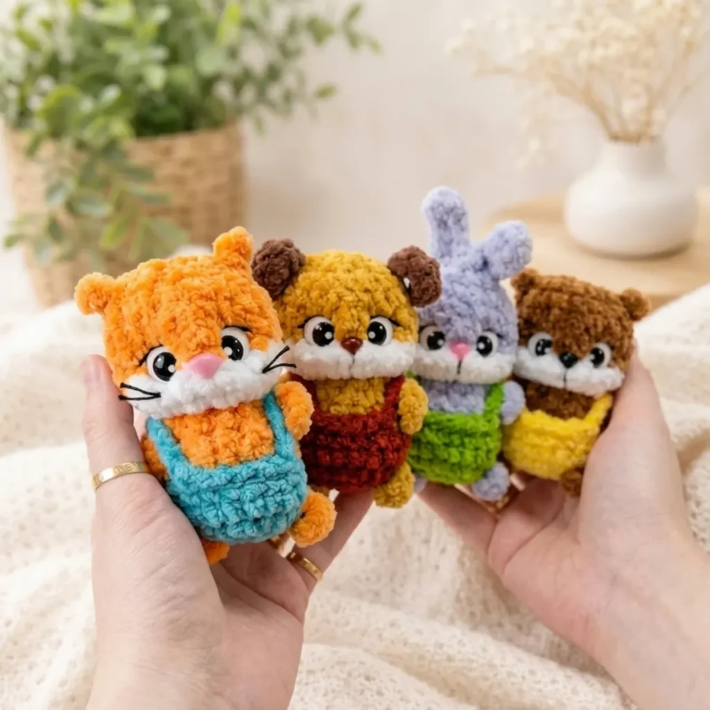 Four Tiny Chenille Amigurumi Animals — Free Crochet Pattern