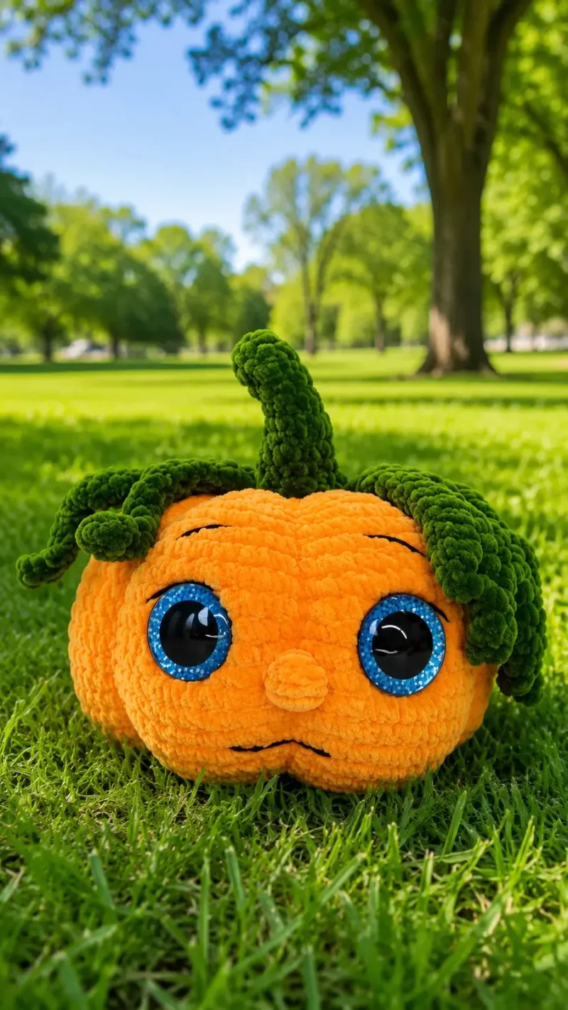 Kawaii Amigurumi Pumpkin Pattern with Curlicue Vines — photo 2