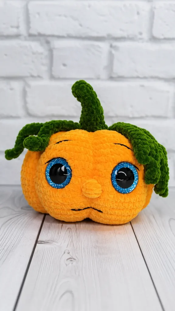 Kawaii Amigurumi Pumpkin Pattern with Curlicue Vines