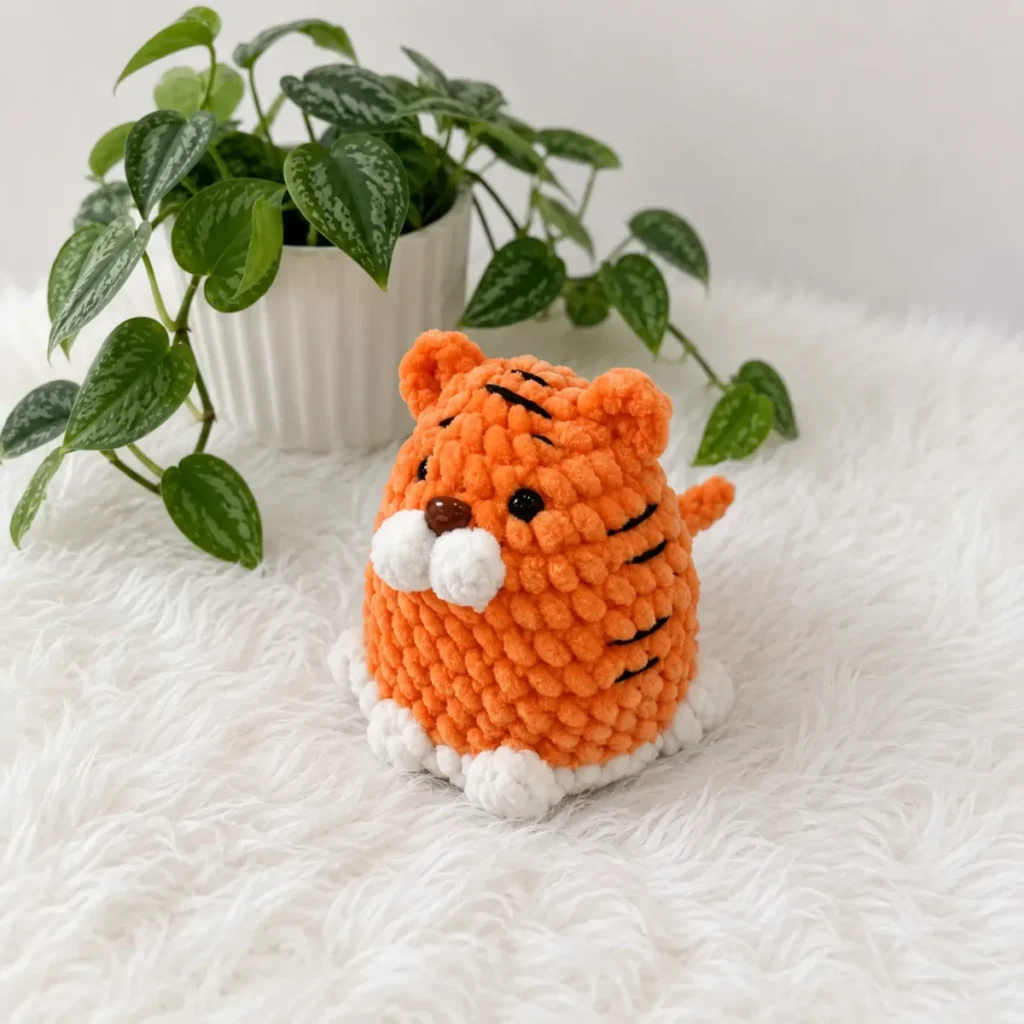 Reversible tiger and bunny amigurumi you crochet as one