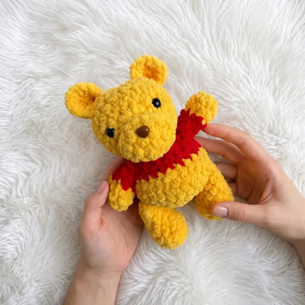 Yellow Bear Amigurumi in Soft Plush Velvet Yarn