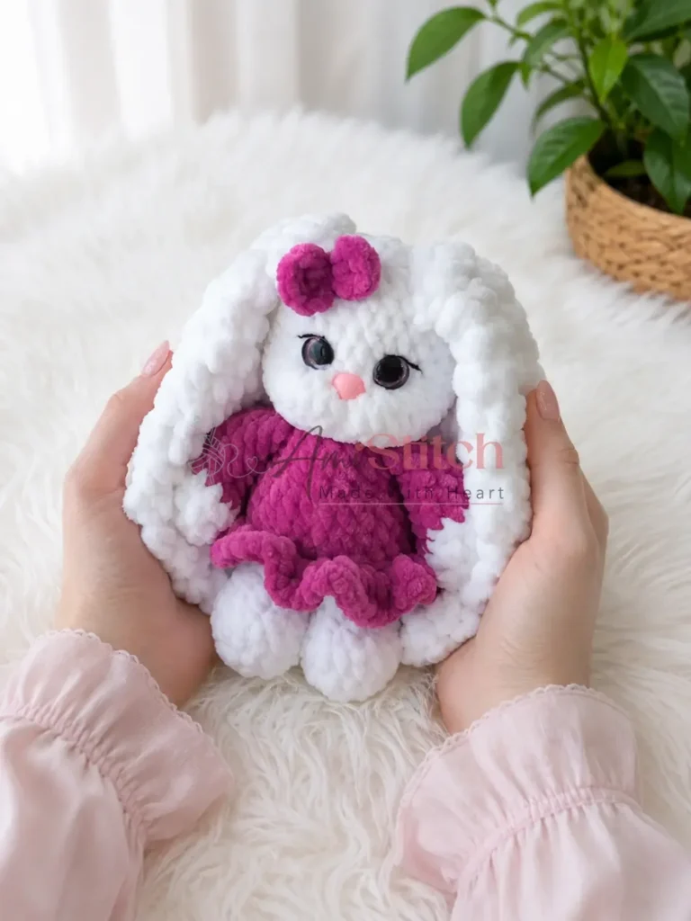 Plush mini bunny pattern for a cuddly handmade gift