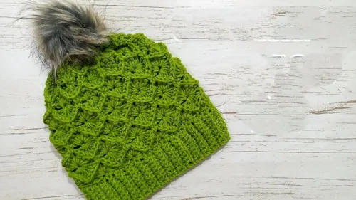 Ribbed band fan stitch crochet beanie for fall — photo 2